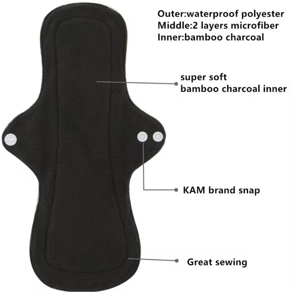 NEW 10PCS Set Reusable Washable Menstrual Pads (3)XL+(3)L+(3)M +BAG Incontinence - Picture 11 of 16